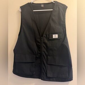 Black Utility Zip Vest with Patch Pocket Detail